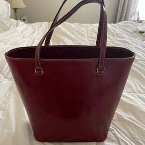 kate spade Top Handle Leather Tote in Deep Red Leather